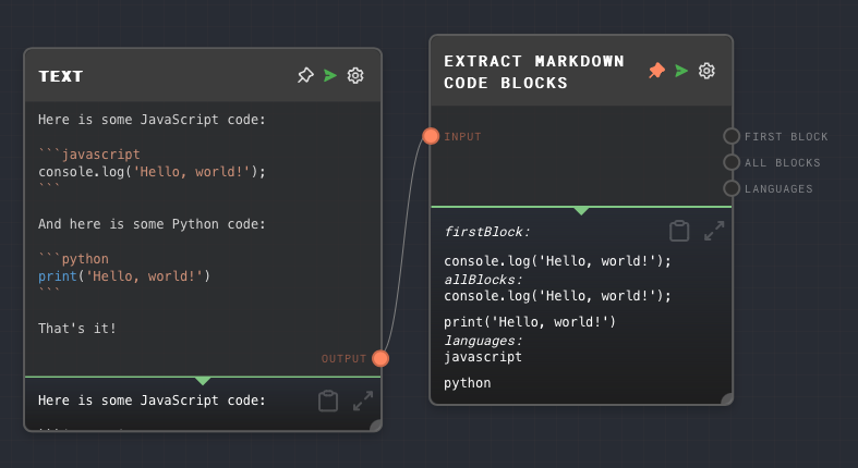 Extract Markdown Code Blocks Node Example 1